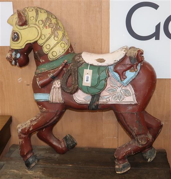 A Tang style painted wood horse W.75cm